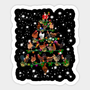 Christmas Pajama Chickens Tree Xmas Lights Snow T-Shirt Funny Santa Chickens Gifts Sticker